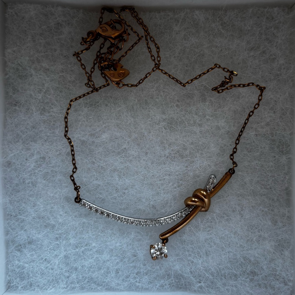 Swarovski Rose Gold and Silver Knot Necklace